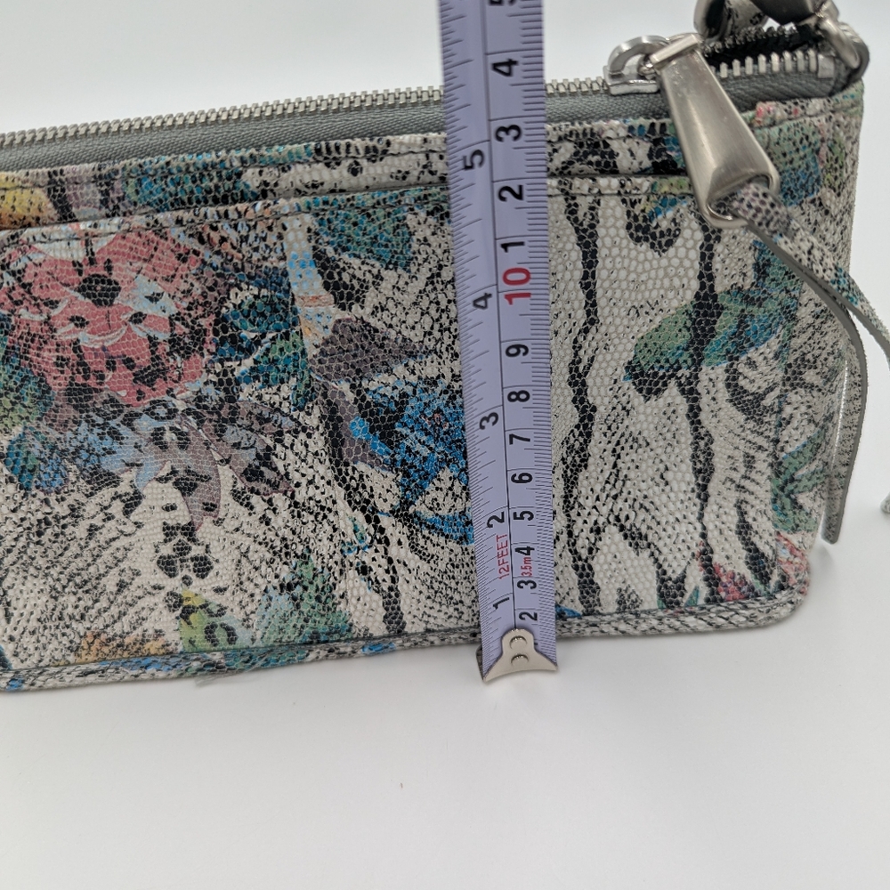 Hobo International Snakeskin Floral Leather Crossbody Bag Grey Blue Boho Wallet - Picture 6 of 8